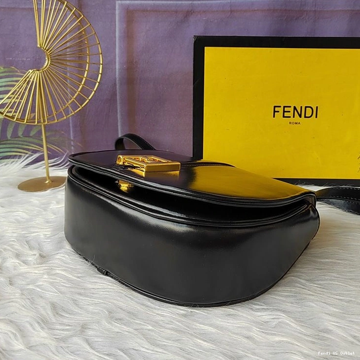 Affordable HOT Medium Black Leather C'mon Calf Fendi In Bag 0809